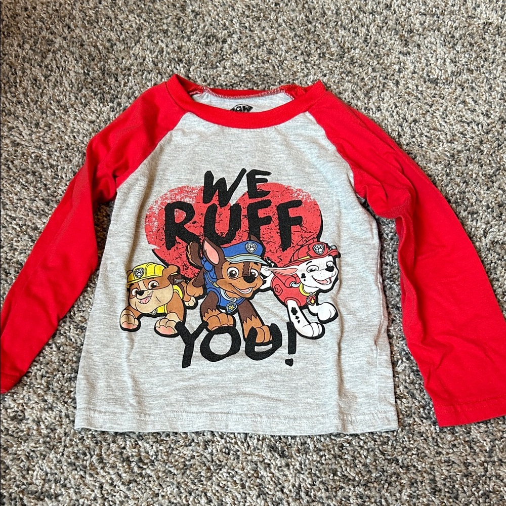 Paw Patrol Red and Gray Long Sleeve Tee